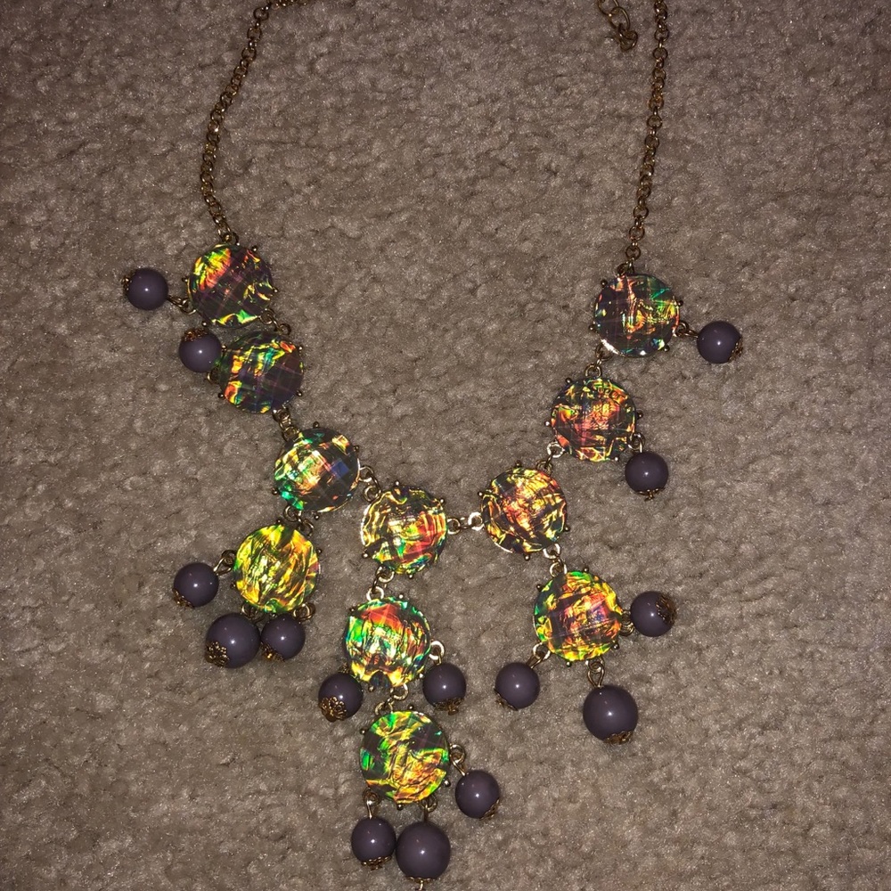 Iridescent Purple Accent Necklace and Earring Set